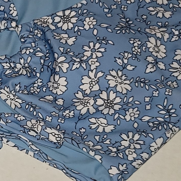 Zaful 3 pc string bikini floral blue white flowers crop top padded adjustable - Picture 10 of 13